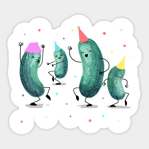 Pickle Party! Sticker by littleclyde